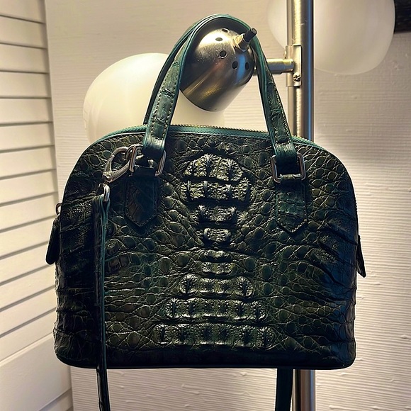 Real Crocodile Leather Dark Green Crossbody Purse - Picture 2 of 8